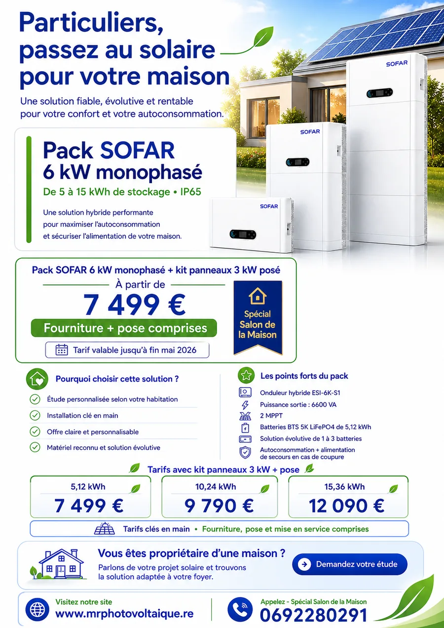 Offre particulier SOFAR 6K spéciale Salon de la Maison